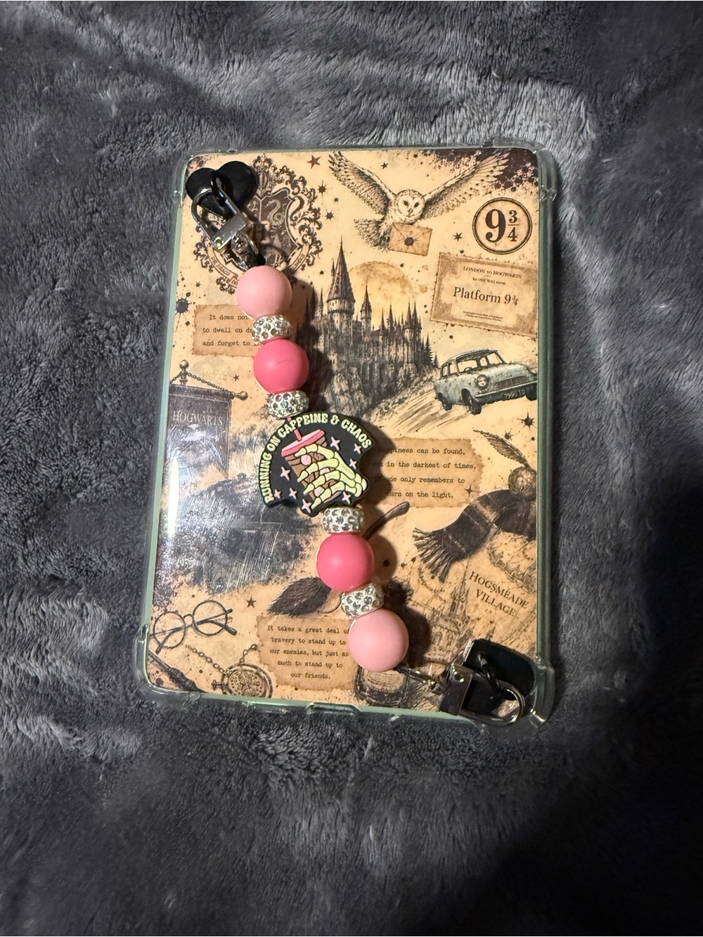 Pink Beaded Kindle Charm Strap- Pink Bead Strap